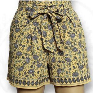 Max Studio Paper bag High Waisted Floral Crepe Tie Waist Shorts